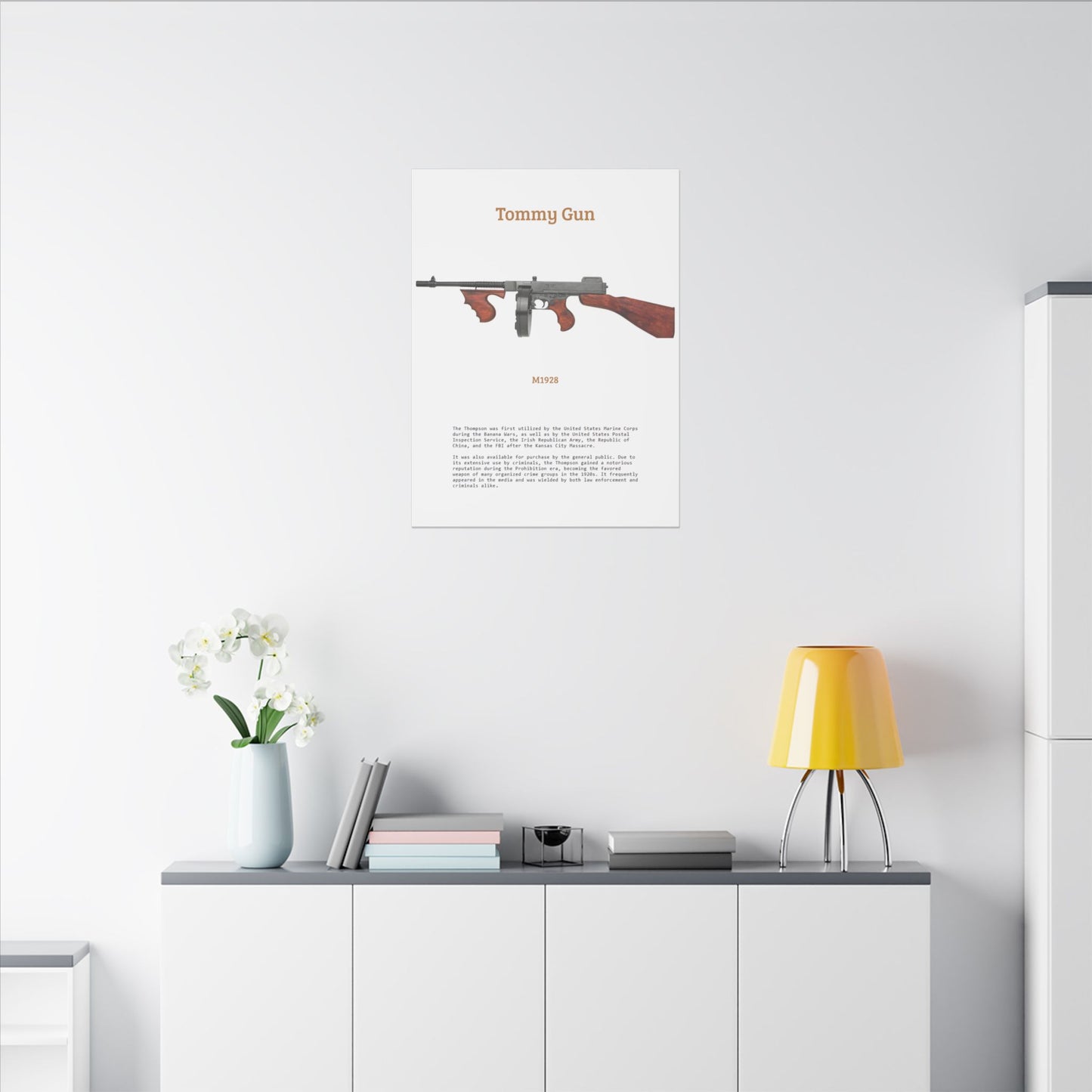 Thompson submachine gun TOMMY GUN M1928 Matte Canvas, Stretched, 0.75" (Multi-Size)