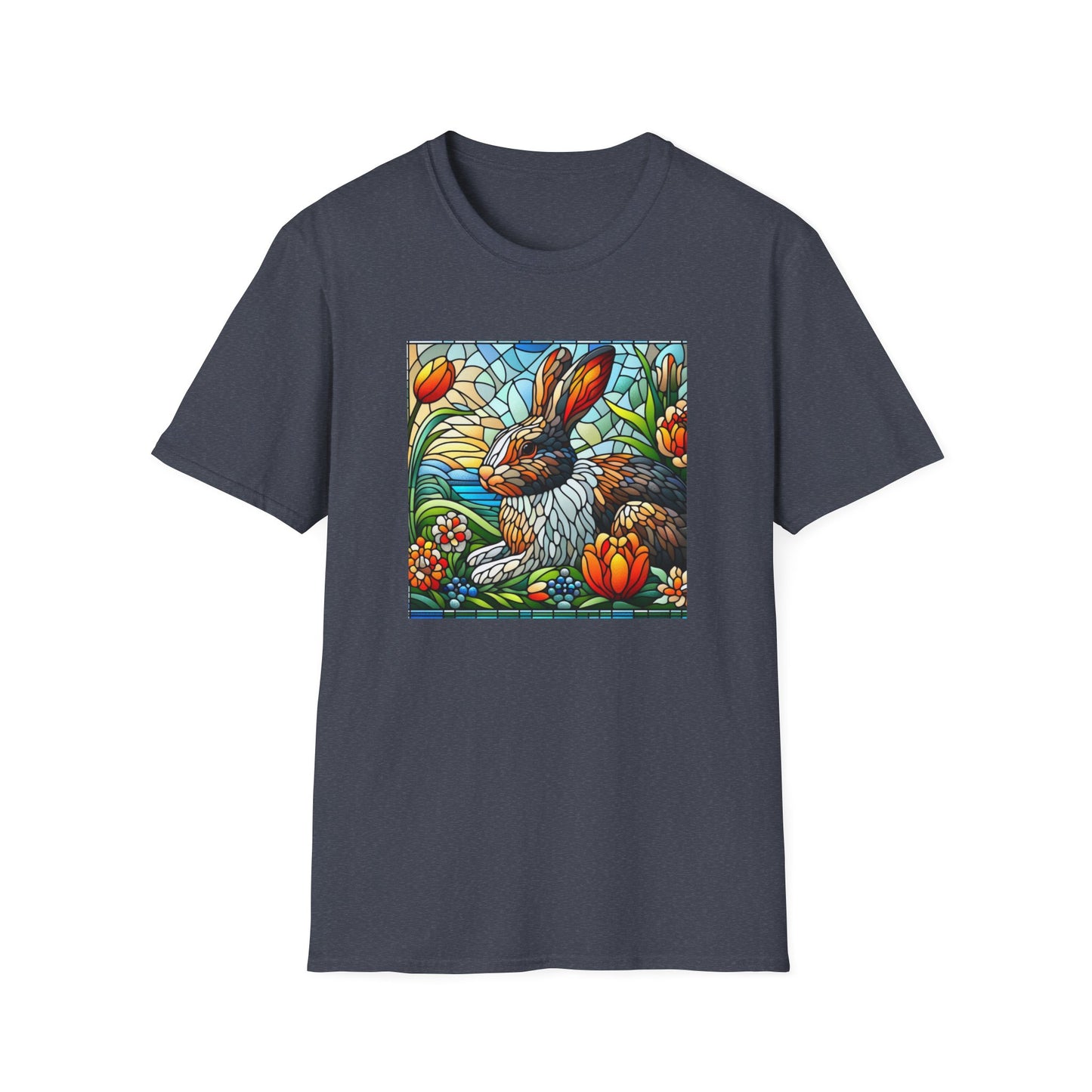 Dutch Rabbit Animal Stained Glass DesignUnisex Softstyle T-Shirt