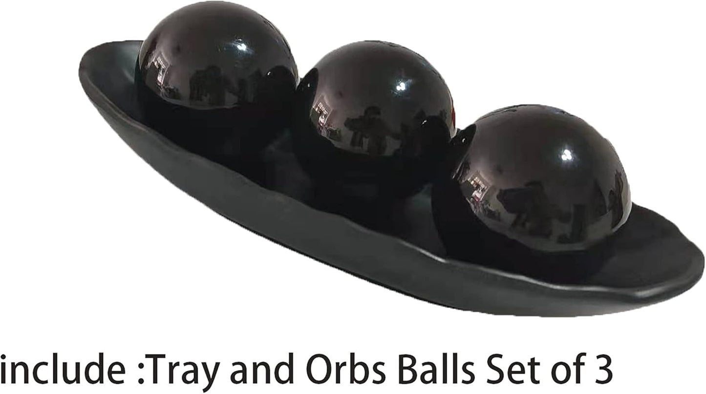 Home Decor Tray and Orbs Balls Set of 3,Ideal Gift for Weddings Special Occasions and for Decorative Accents Centerpiece in Your Living Dining Room Coffee Table,Spheres House Decorations