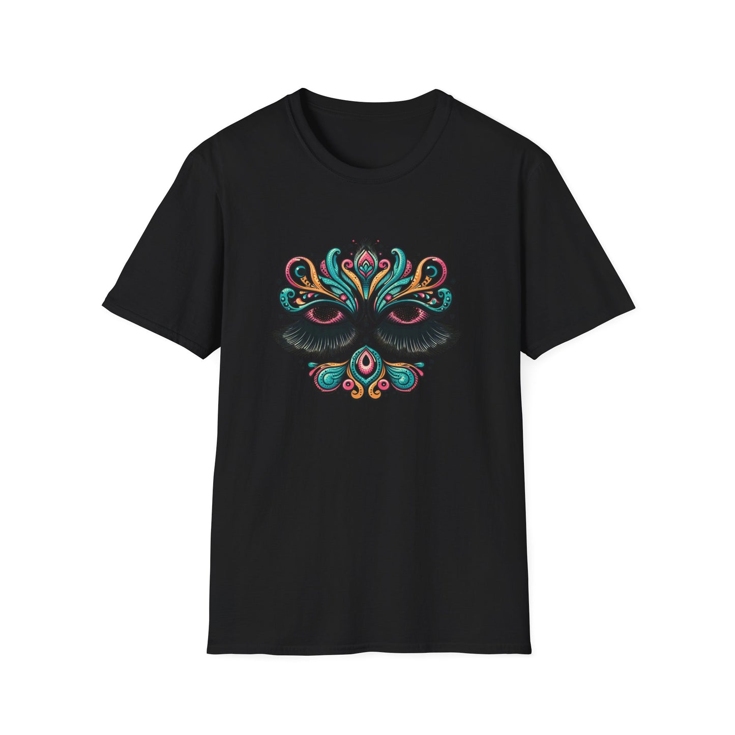 Colorful Mandala Unisex Softstyle T-Shirt – Bohemian LASHES Vibe for Art Lovers