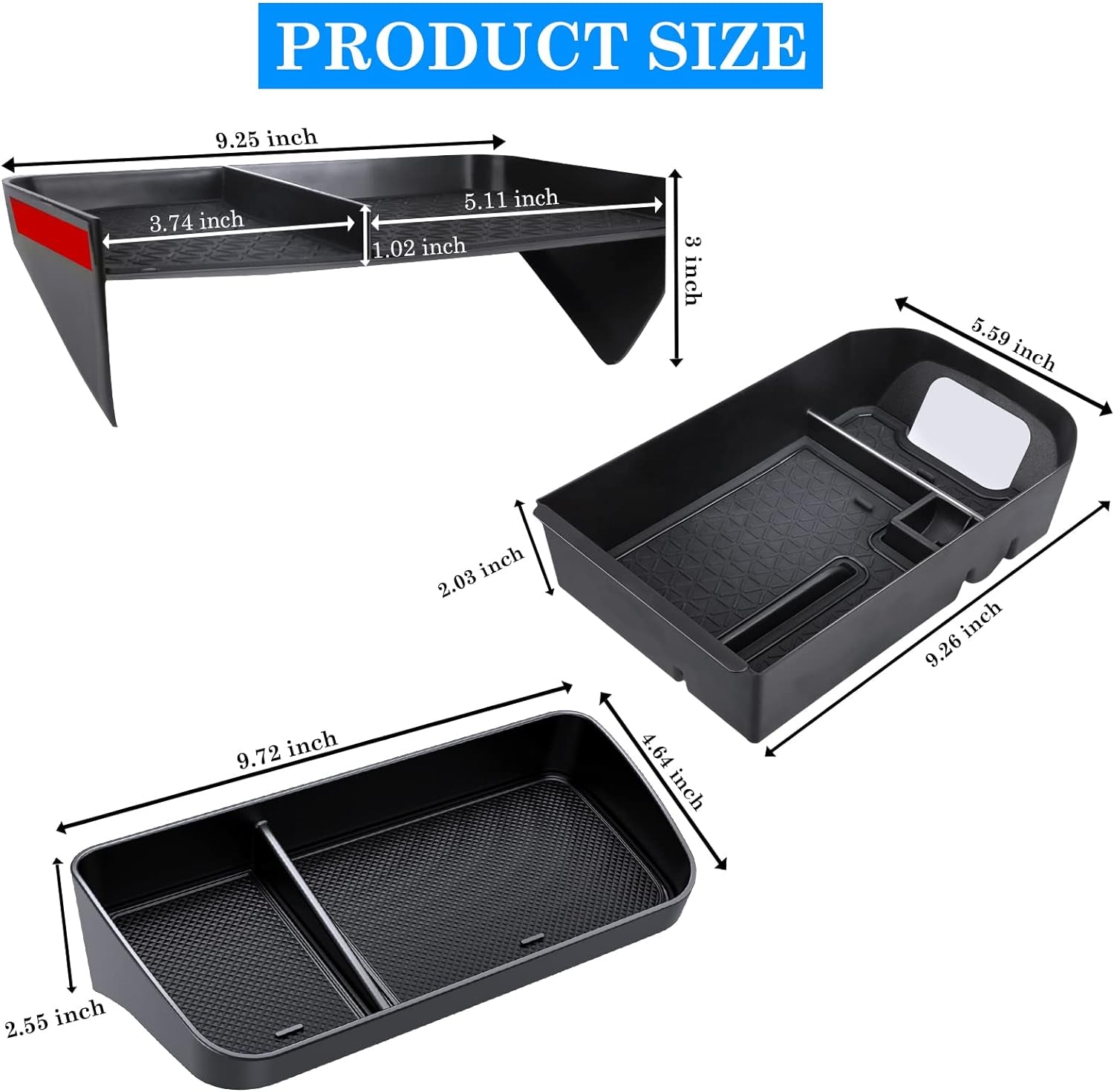 Upgraded Center Console Organizer Compatible with Toyota RAV4 2025 2024 2023 2022-2019 Interior Accessories, Armrest Storage Box, Dash Storage Tray(Not for New 10.5'' Multimedia Display)-3Pcs