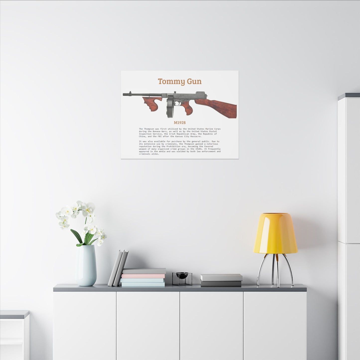 Thompson submachine gun TOMMY GUN M1928 Matte Canvas, Stretched, 0.75" (Multi-Size)