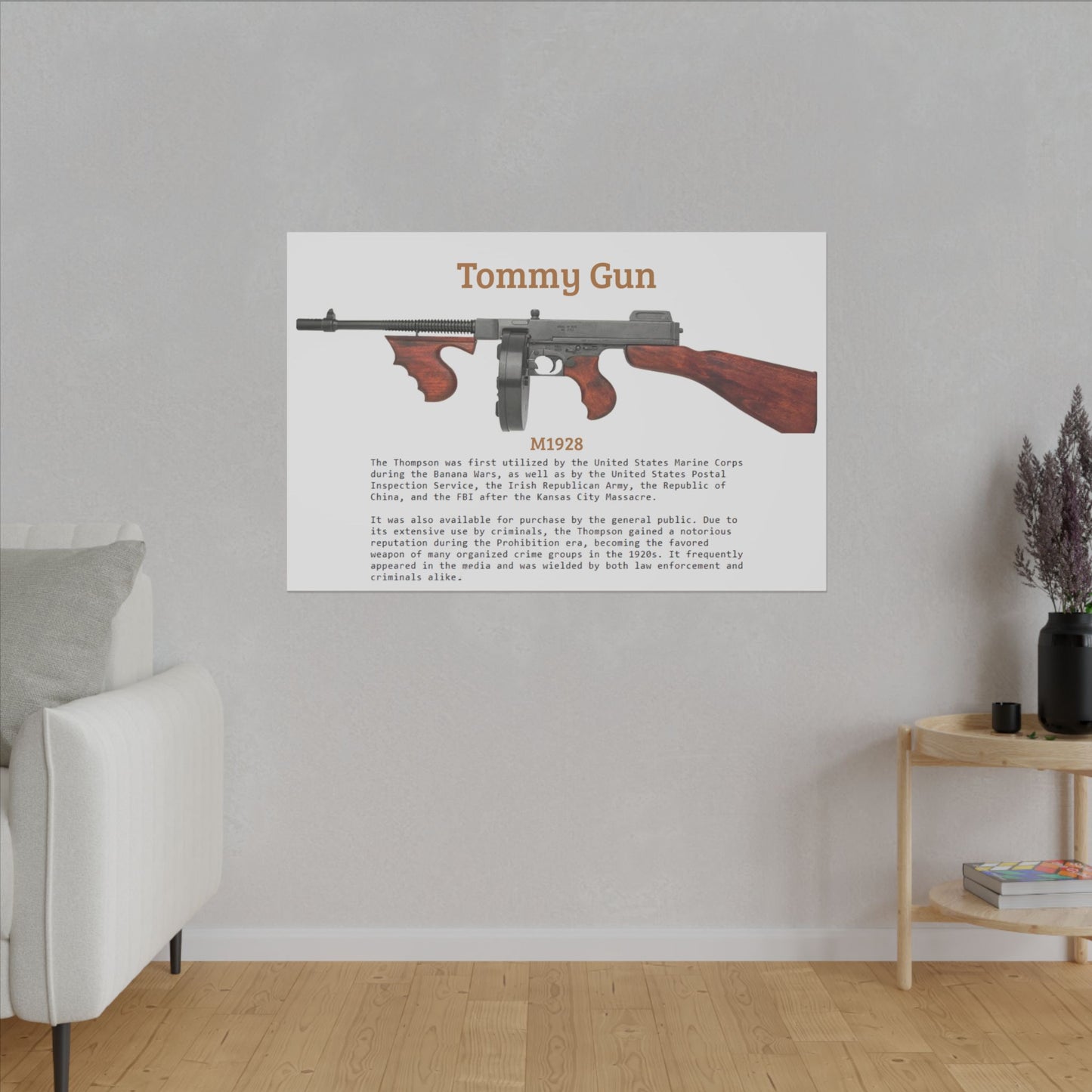 Thompson submachine gun TOMMY GUN M1928 Matte Canvas, Stretched, 0.75" (Multi-Size)