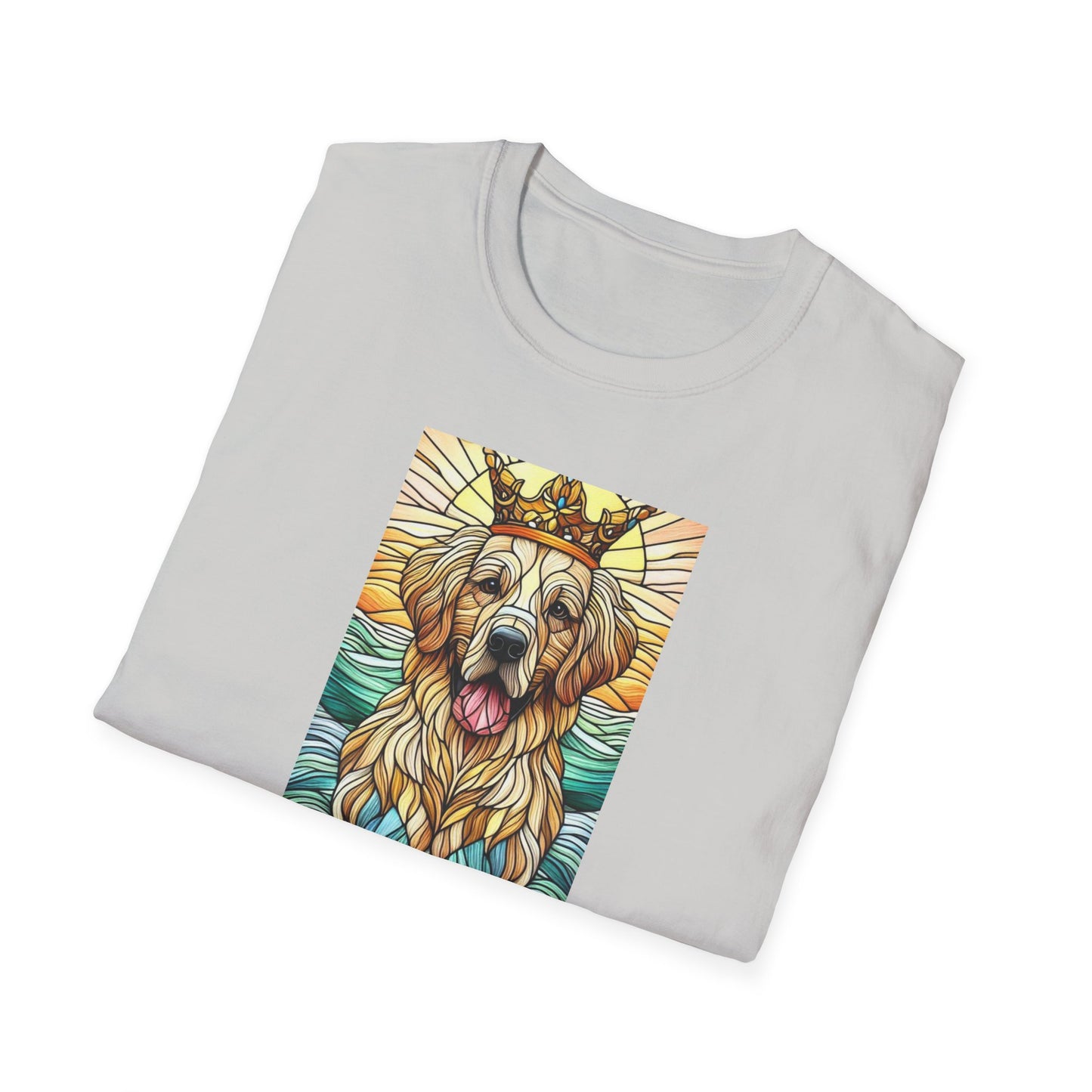 Golden Retriever Animal Stained Glass Design Unisex Softstyle T-Shirt