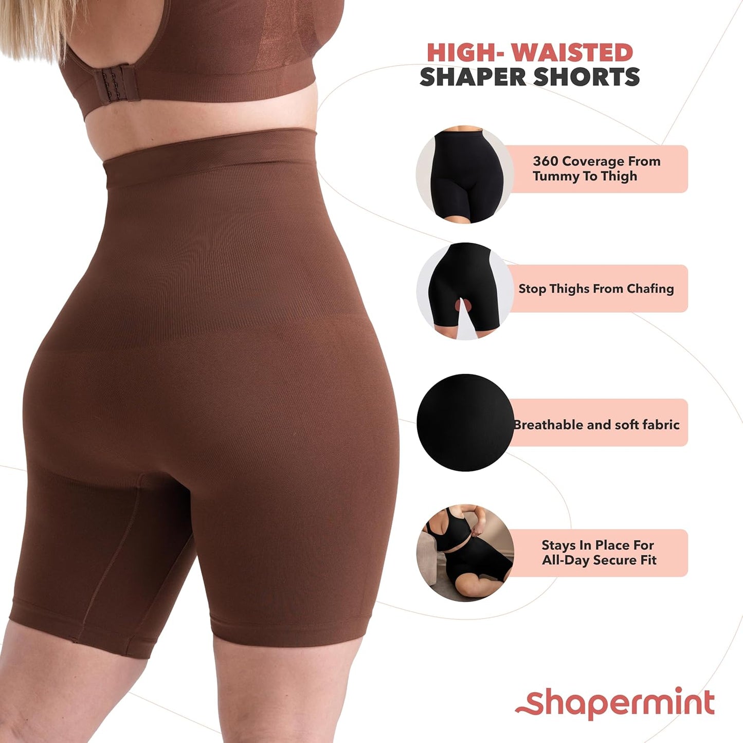 High Waisted Body Shaper Shorts Shapewear for Women Tummy Control Thigh Slimming Technology