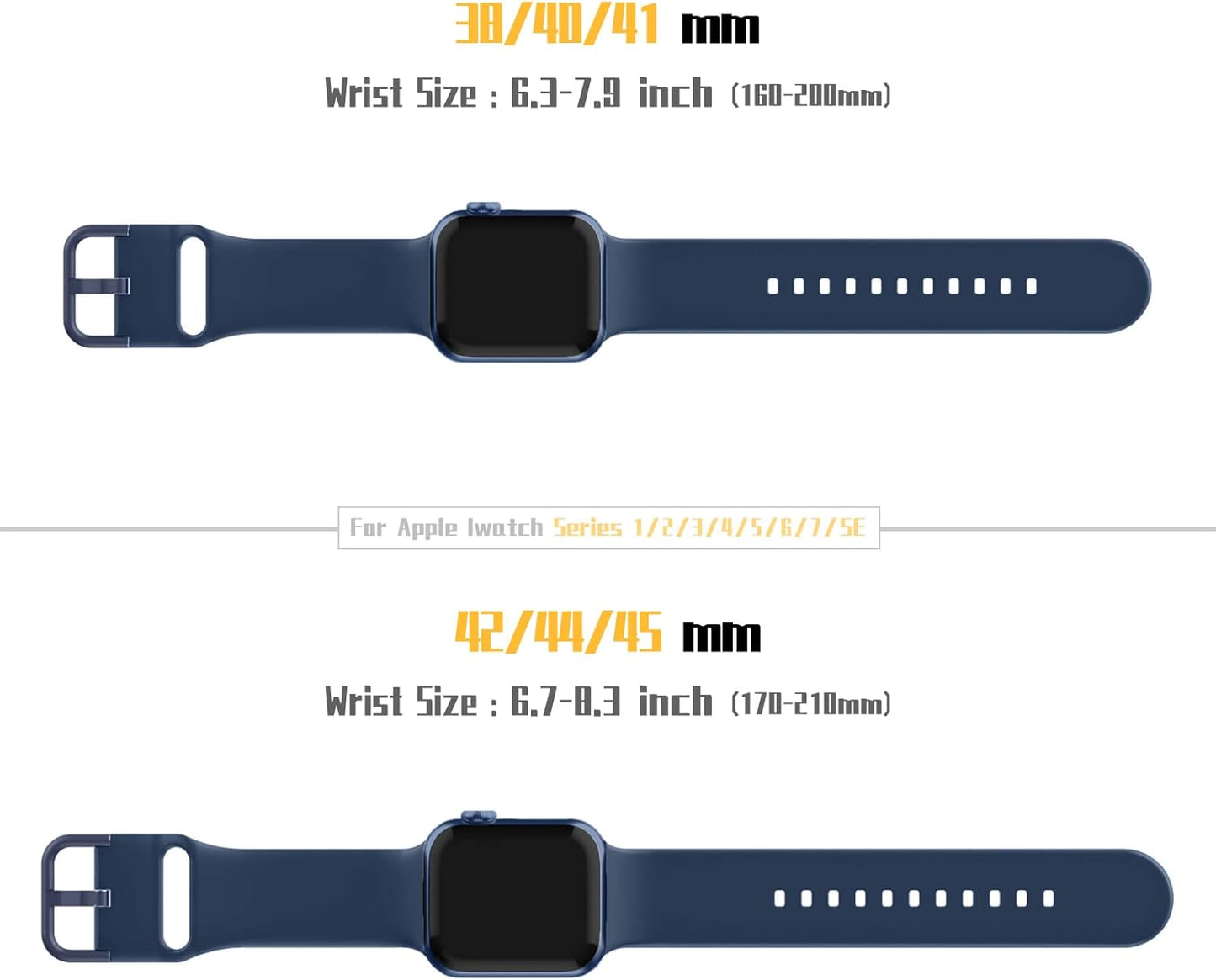Sport Band Compatible with Apple Watch Bands 49Mm 45Mm 44Mm 42Mm 41Mm 40Mm 38Mm, Soft Silicone Wristband Replacement Strap with Classic Clasp for Iwatch Series 9 Ultra SE 8 7 6 5 4 3 2 1 for Women Men
