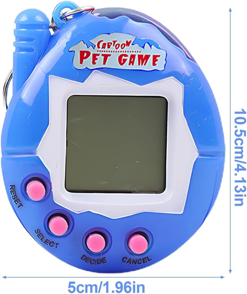 2 Pieces Electronic Pets, Electronic Pet Game Machine with Keychain Retro Handheld Console Mini Digital Virtual 90S Toys Animal Cyber Toy for Adults Teens Birthday Gift(Blue,Red,Egg Shape) BanUK