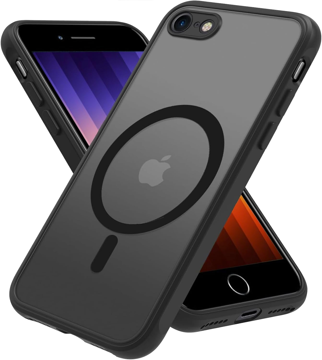 2025 New Magnetic for Iphone 16E Case,Compatible with Magsafe,Military Grade Drop Tested, Shockproof Matte Translucent Hard Back Slim Protective Case.Black Magnetic Circle.