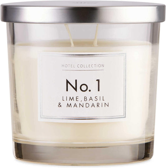 NO  2 WICK CANDLE LIME BASIL & MANDARIN in GLASS JAR with LID 300G The White Lotus