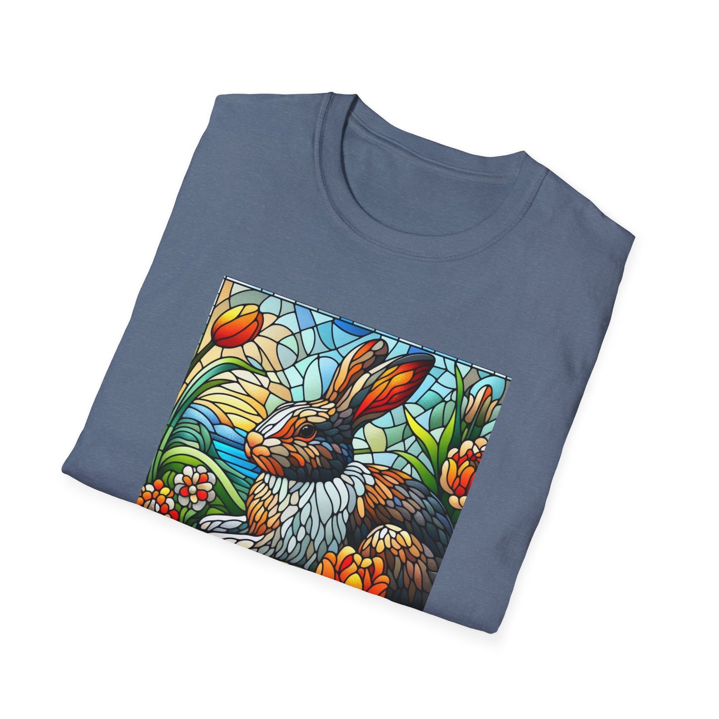Dutch Rabbit Animal Stained Glass DesignUnisex Softstyle T-Shirt