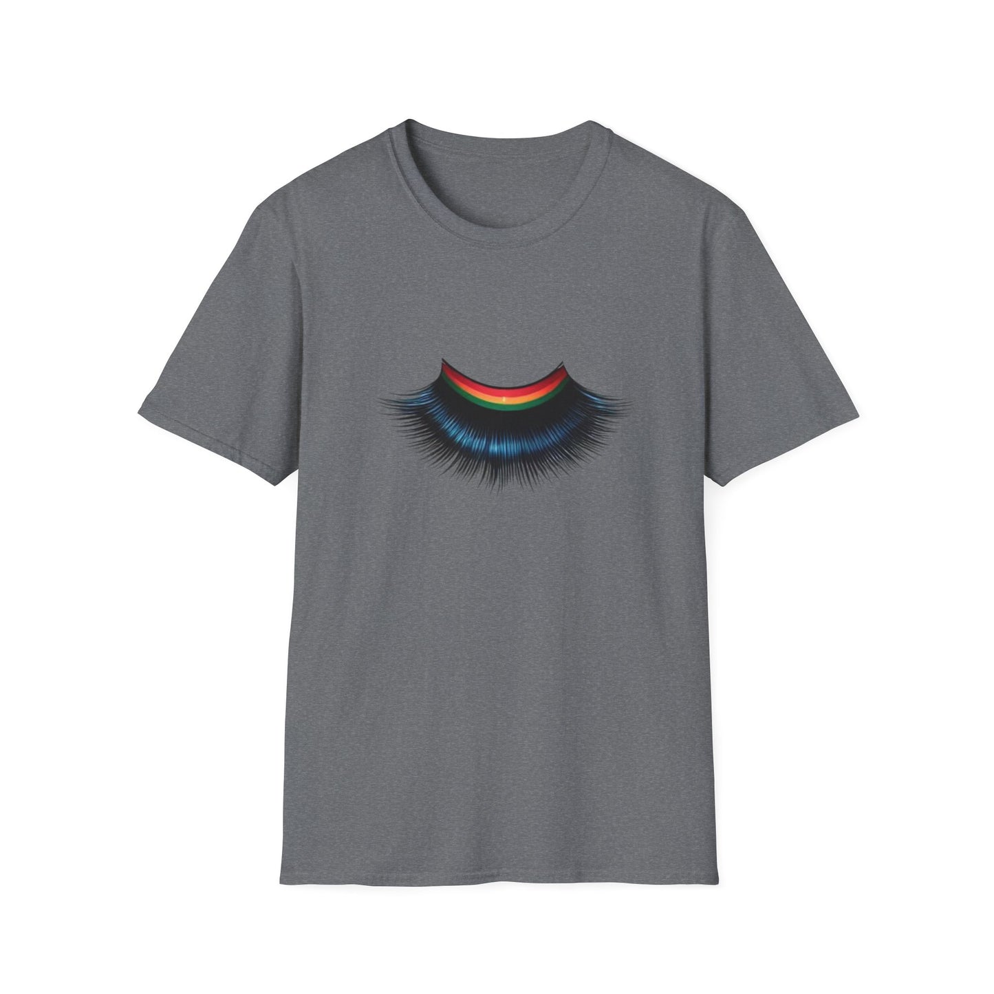 Cheerful Graphic Unisex Softstyle T-Shirt - Whimsical Gucci Inspired Eye Lashe Smile Design