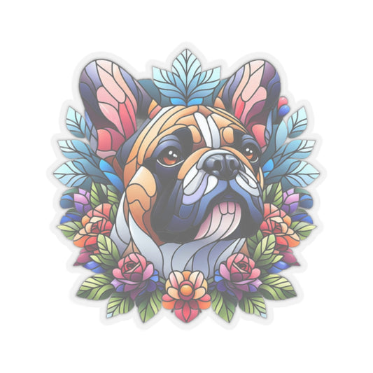 Colorful French Bulldog Kiss-Cut Stickers, Cute Pet Decor, Laptop Stickers, Dog Lover Gifts, Floral Design, Unique Animal Art