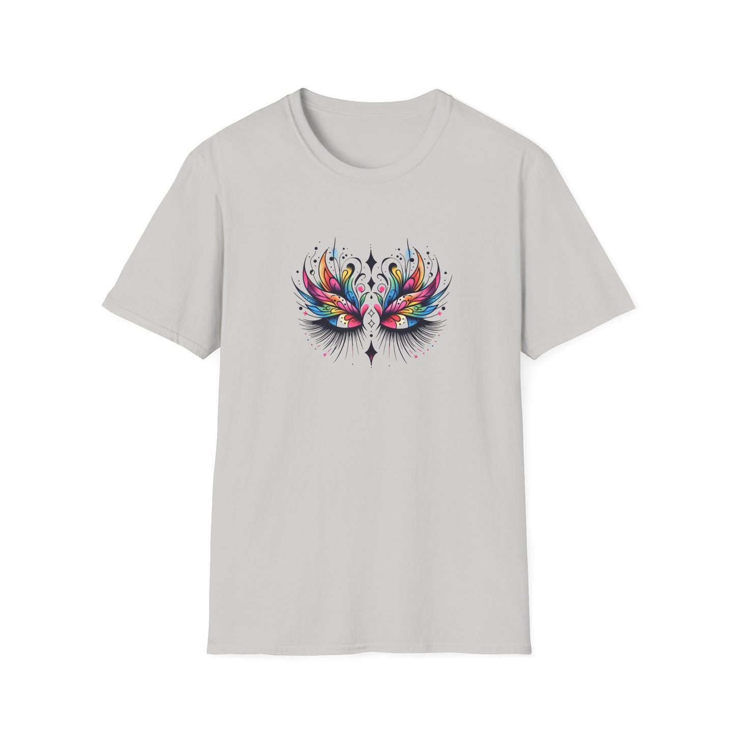Colorful Boho LASHES Peacock Unisex Softstyle T-Shirt