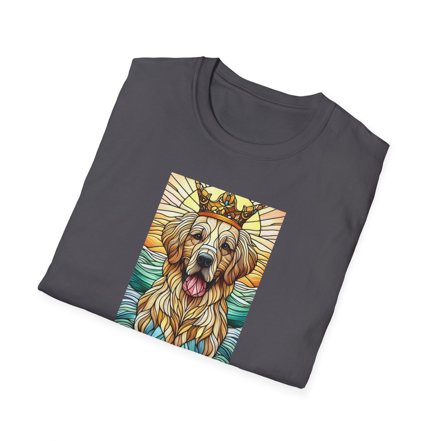 Golden Retriever Animal Stained Glass Design Unisex Softstyle T-Shirt