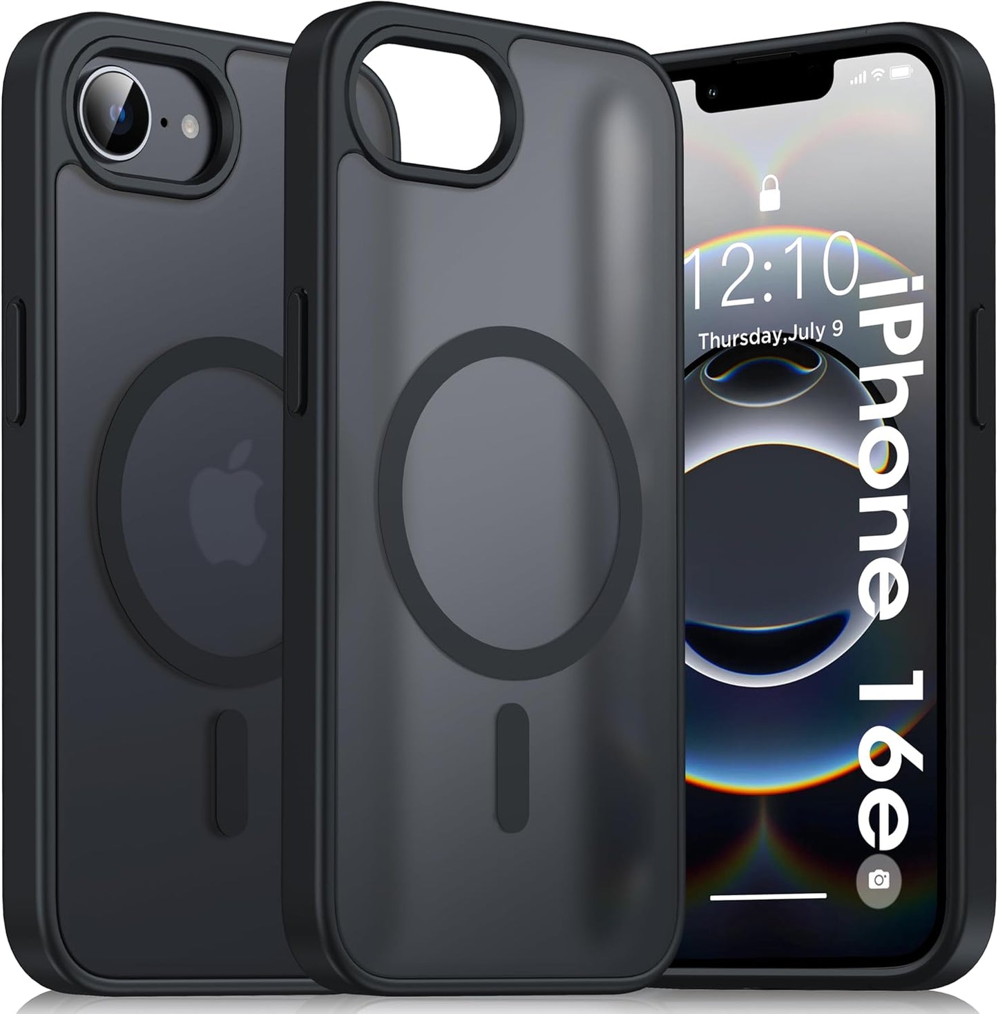 Magnetic for Iphone 16E Case 2025[Skin-Friendly] [12FT Military-Grade Drop Protection] [Fit for Magnetic Accessories] Sleek Anti-Scratch Semi-Transparent Case for Iphone 16E, 6.1-Inch, Black
