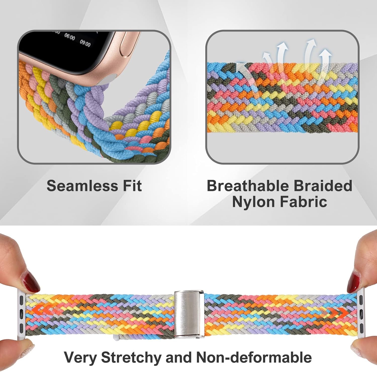 Compatible with Apple Watch Bands 44Mm 40Mm 38Mm 42Mm 41Mm 45Mm 49Mm, Iwatch Bands for Women Men,Adjustable Braided Solo Loop Elastic Sport Bands for Iwatch Ultra SE Series 9/8/7/6/5/4/3/2
