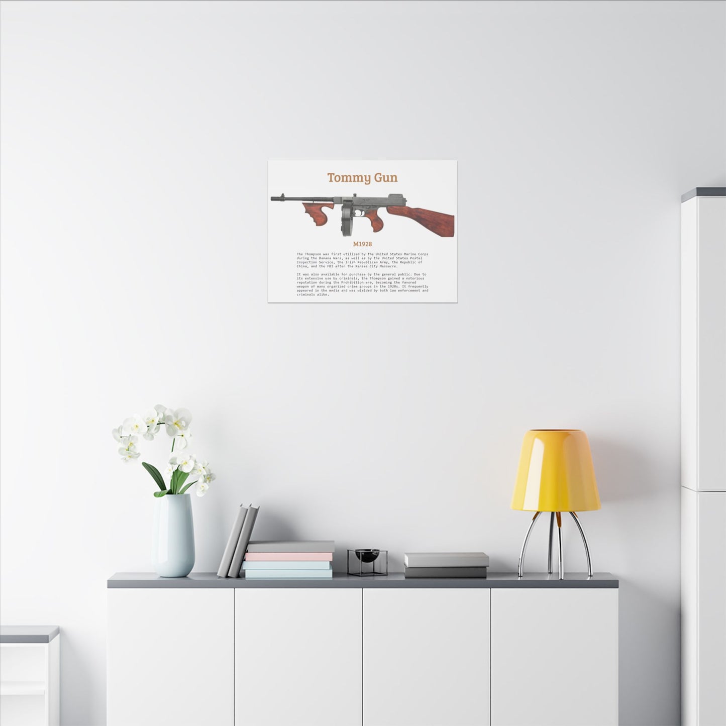 Thompson submachine gun TOMMY GUN M1928 Matte Canvas, Stretched, 0.75" (Multi-Size)