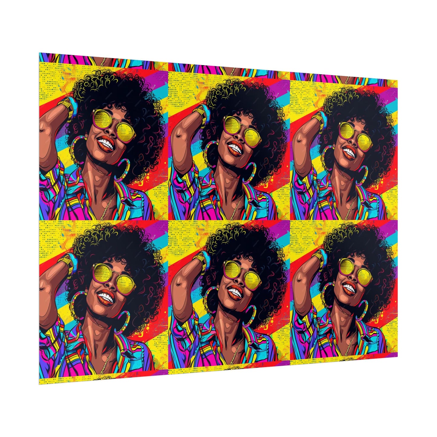 Woman afro hair with braids fat black color drawing Rolled Posters