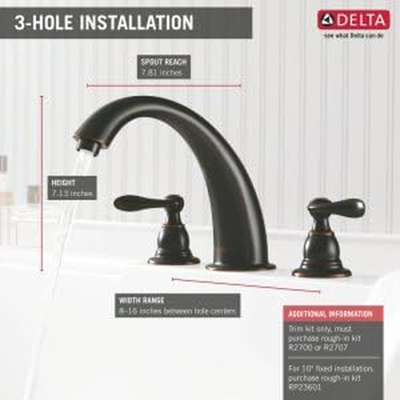 Windemere 2-Handle Widespread Roman Tub Faucet Trim Kit, Deck-Mount, Oil Rubbed Bronze BT2796-OB (Valve Not Included)