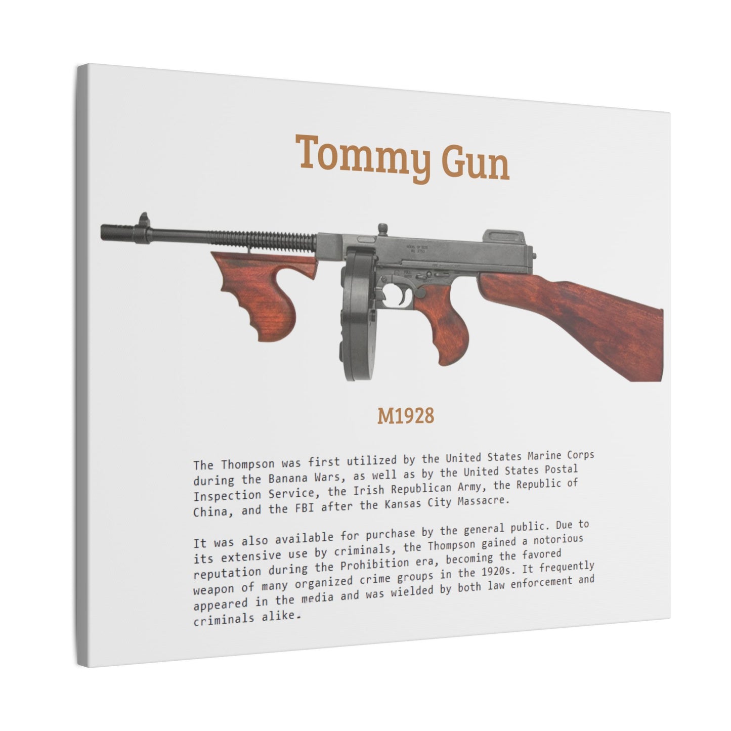 Thompson submachine gun TOMMY GUN M1928 Matte Canvas, Stretched, 0.75" (Multi-Size)