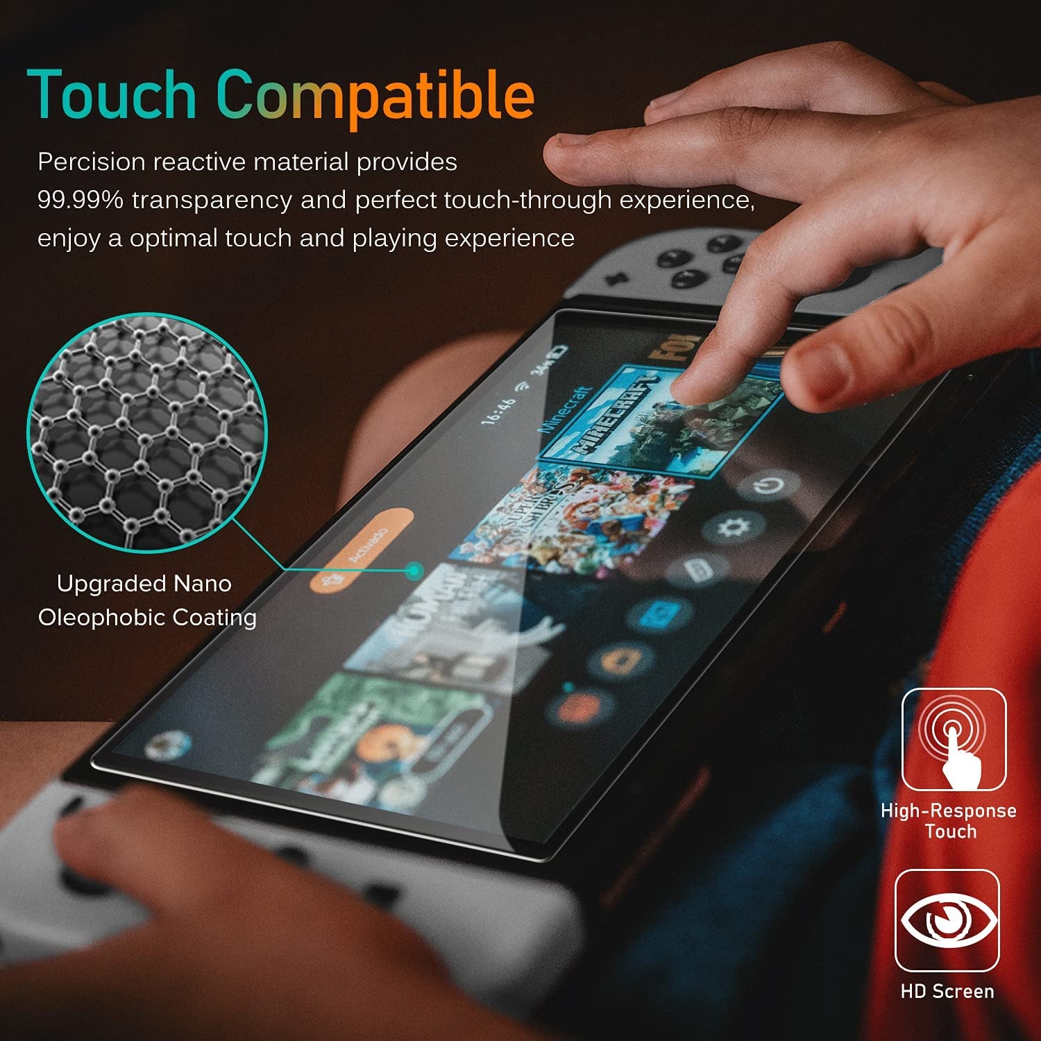 4-Pack Tempered Glass Screen Protector Designed for Nintendo Switch OLED Model 2021&2023 with [Alignment Frame] Transparent HD Clear[Updated Version] Screen Protector for Switch OLED 7''