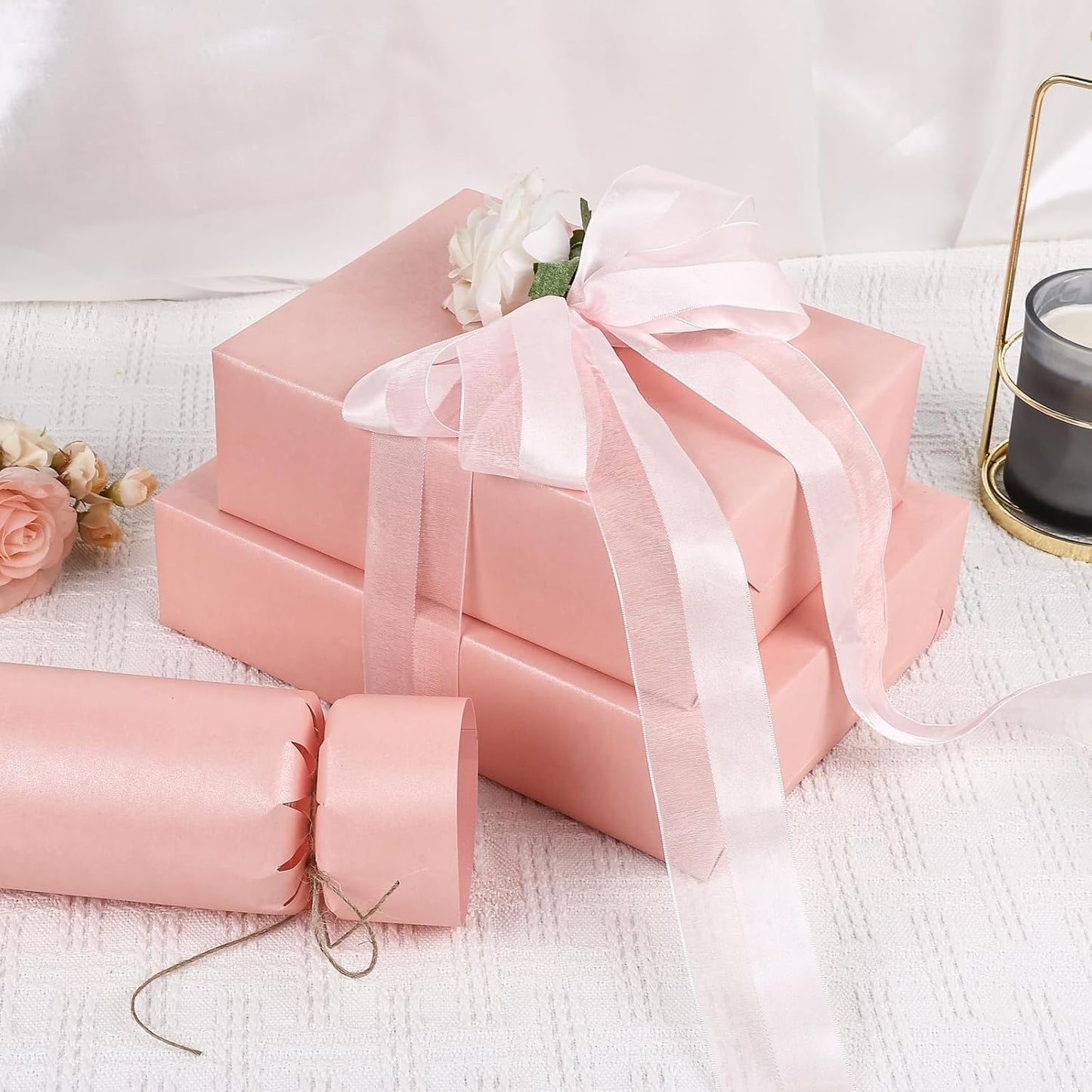 Christmas Wrapping Paper,Pink Matte Wrapping Paper,Solid Color Pearly-Lustre Paper,Gift Wrapping Paper,Perfect for Wedding,Valentine'S Day,Birthday,Christmas,Baby Shower (17 Inches X 32.8 Feet)