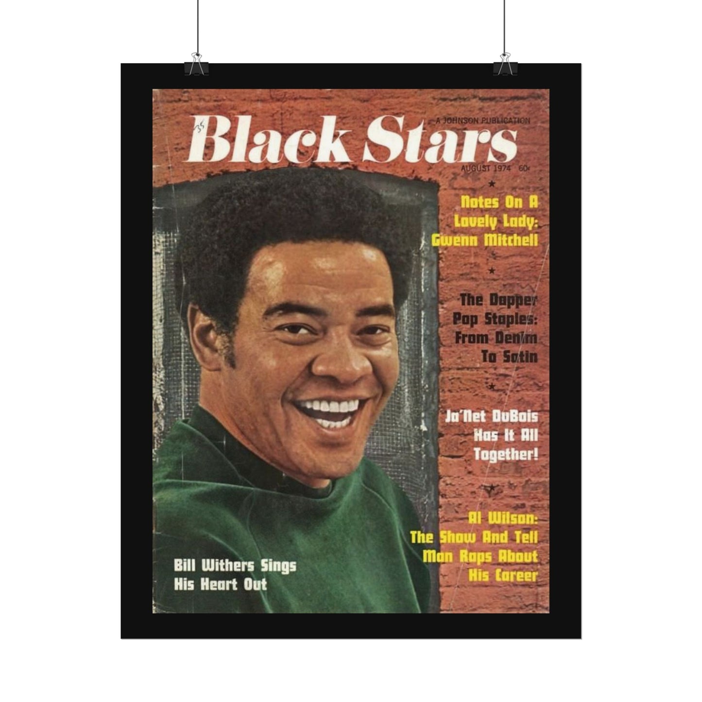 Vintage Music Rolled Posters - Bill Withers, August 1974 Design