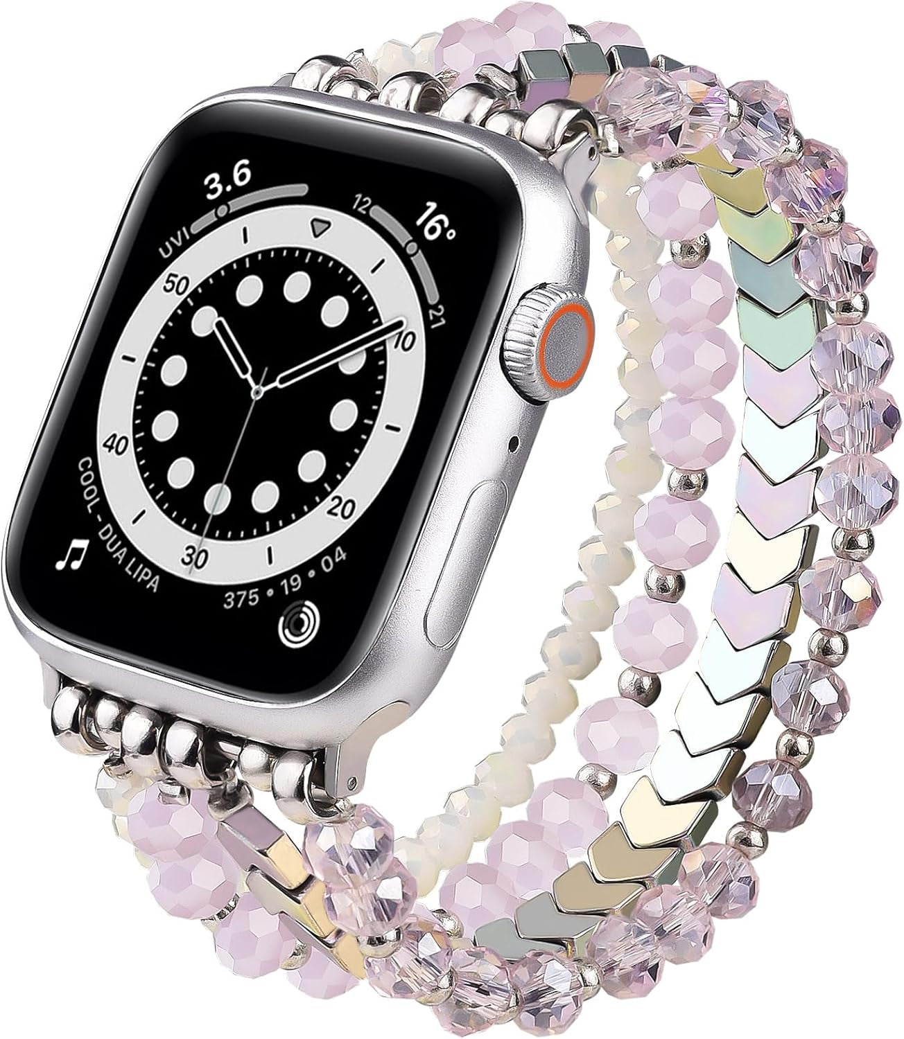 Beaded Bracelet Compatible with Apple Watch Band 38Mm/40Mm/41Mm/42Mm（Series 10） 9/8/7/SE/6/5/4/3/2/1 Women Fashion Handmade Elastic Stretch Strap for Iwatch Bands Replacement