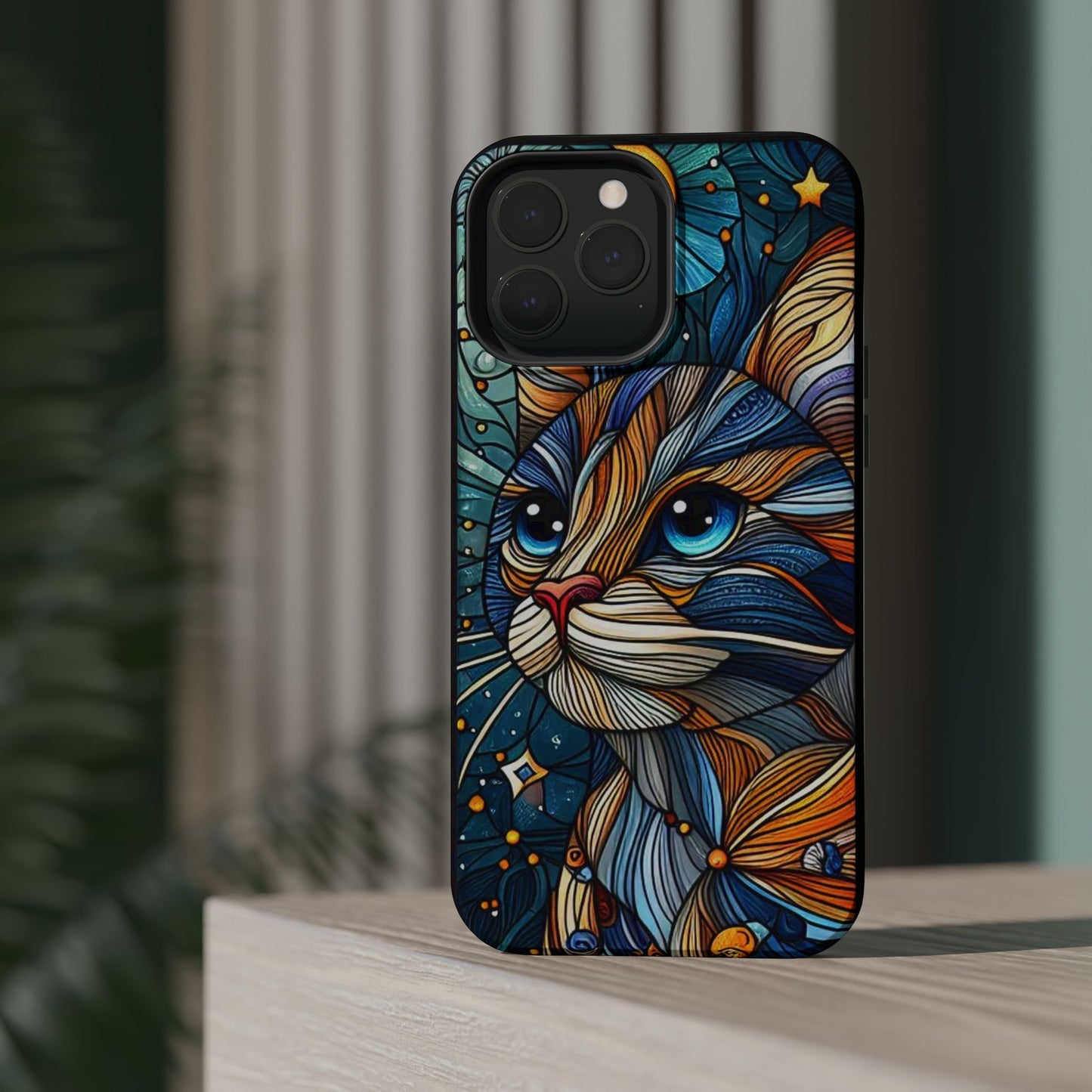 Cat-Stained Glass Magnetic Tough Cases