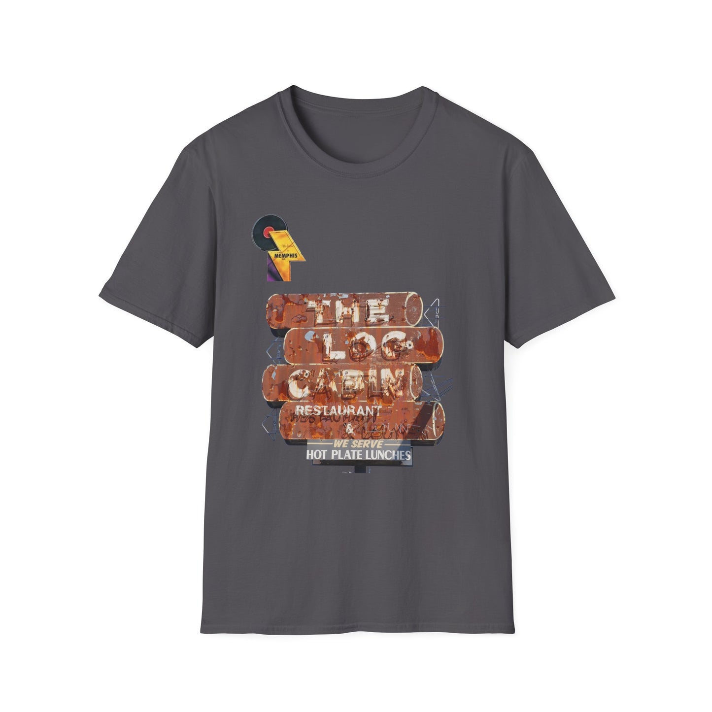 retro vintage Log Cabin Restaurant [gone] Memphis, TN Unisex Softstyle T-Shirt