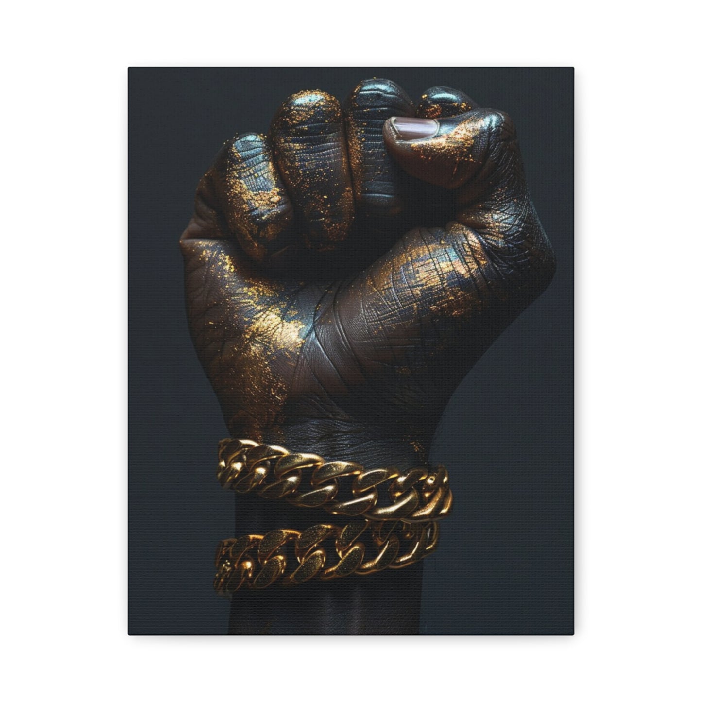 Black And Gold Power Black Man Fist Matte Canvas, Stretched, 1.25"