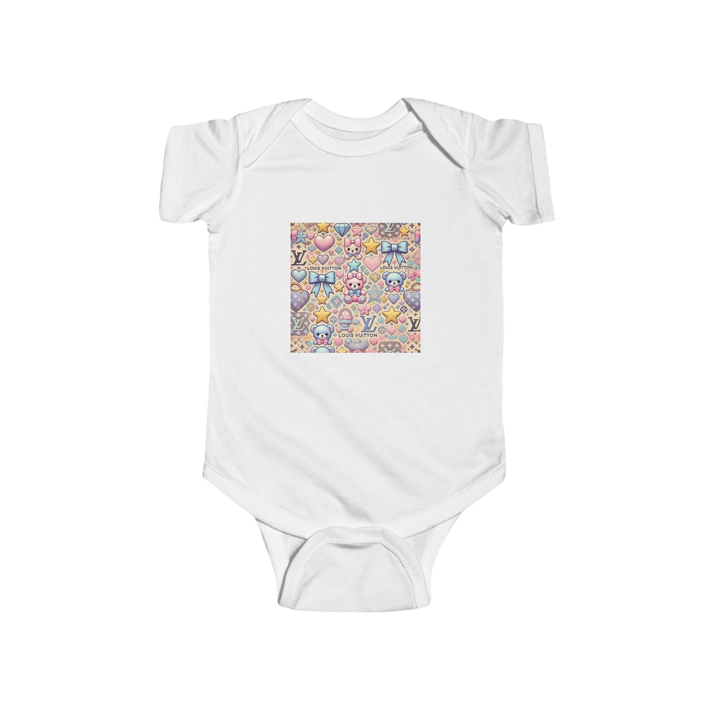Colorful Louis Vuitton-inspired fashion Patterned Infant Bodysuit - Fun & Stylish Baby Outfit for Every Occasion
