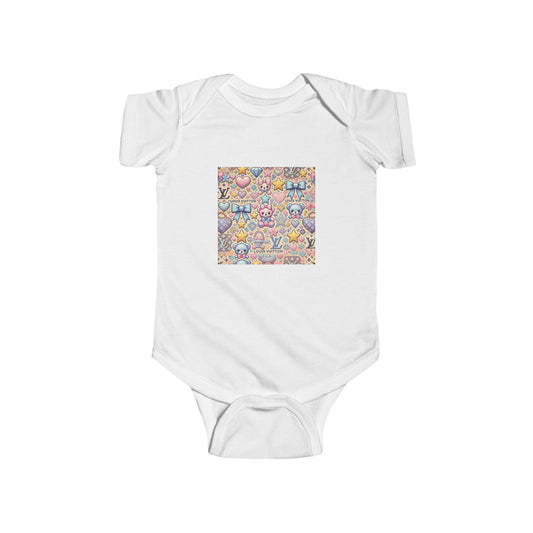Colorful Louis Vuitton-inspired fashion Patterned Infant Bodysuit - Fun & Stylish Baby Outfit for Every Occasion