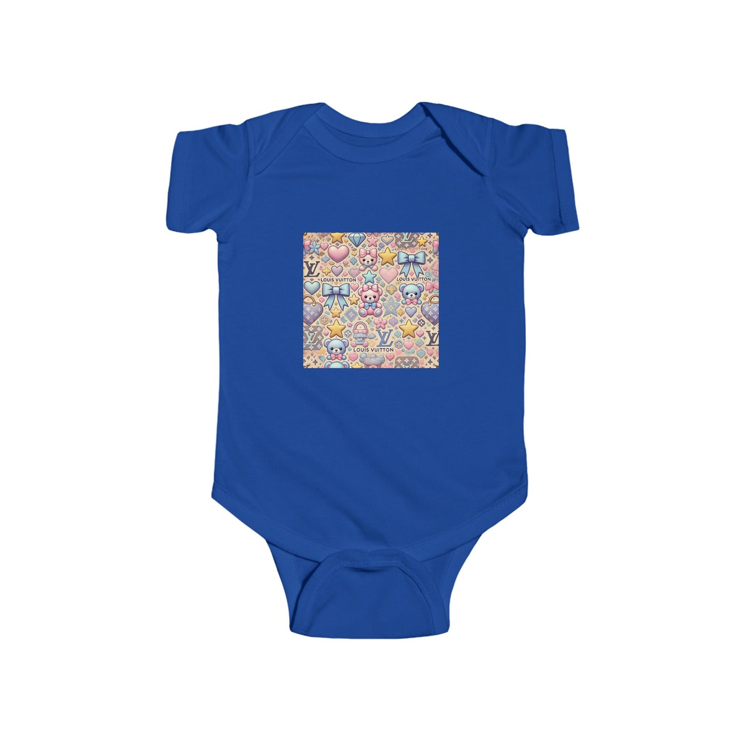 Colorful Louis Vuitton-inspired fashion Patterned Infant Bodysuit - Fun & Stylish Baby Outfit for Every Occasion