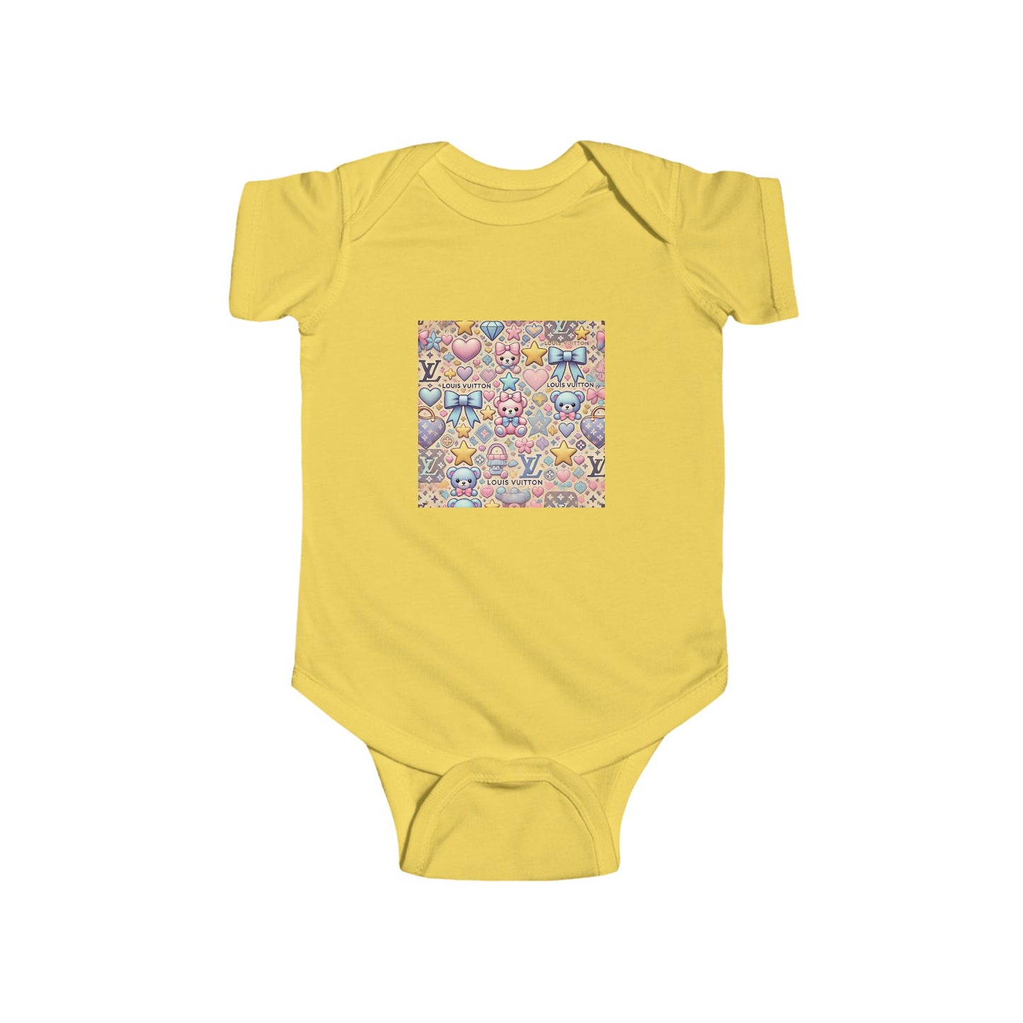 Colorful Louis Vuitton-inspired fashion Patterned Infant Bodysuit - Fun & Stylish Baby Outfit for Every Occasion