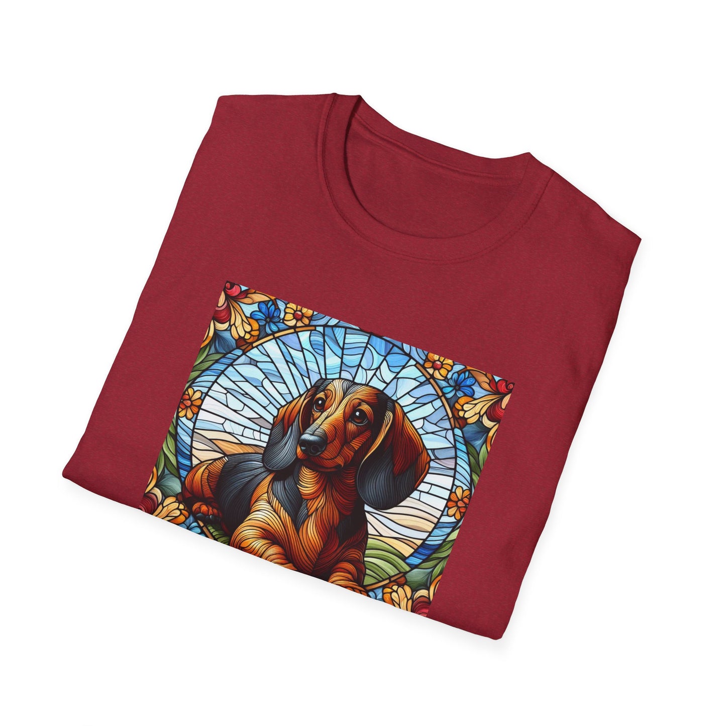 Dachshund Stained Glass Unisex Softstyle T-Shirt