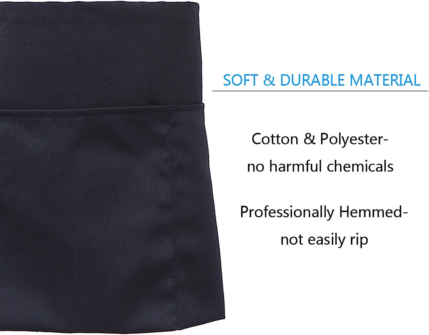 Waist Apron with 3 Pockets - Black Waitress Waiter Server Short Aprons