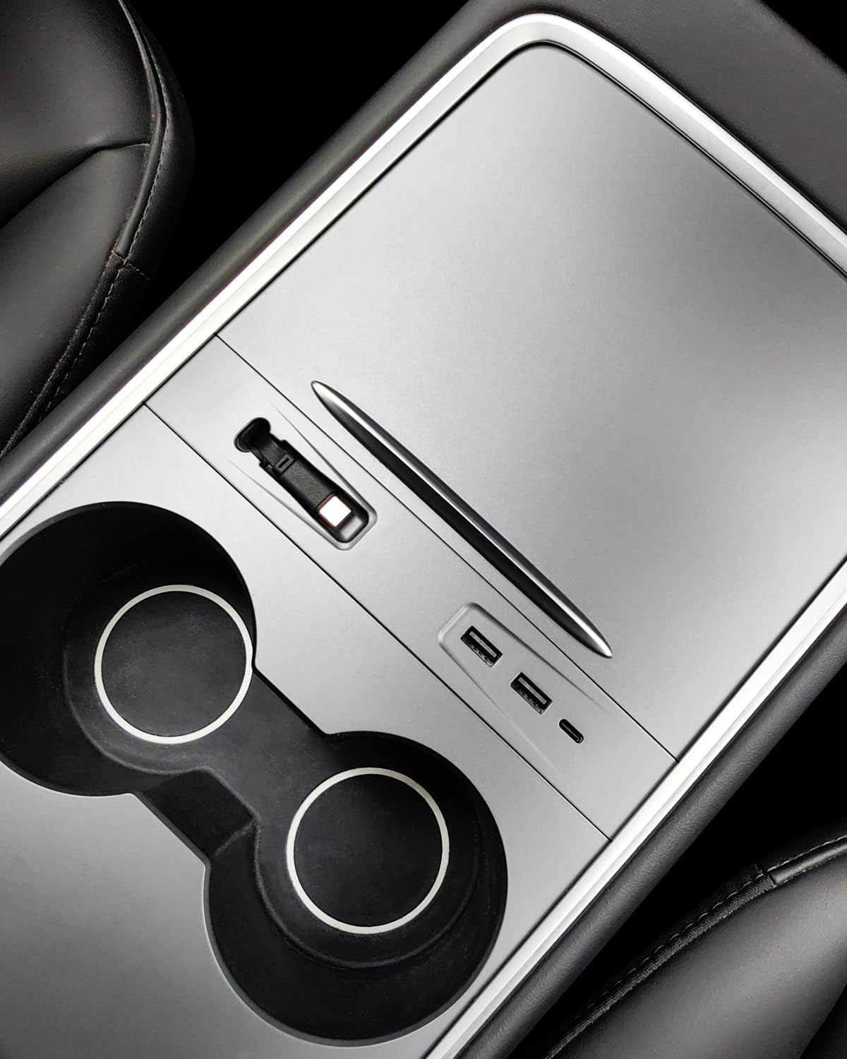 Retractable Hub Docking Station for Tesla Model Y (2021-2024) Tesla Model 3 (2021-2023), Multi-Port Phone Fast Charger for Model Y/3, Center Console USB Hub for Tesla Model 3 Model Y Accessories