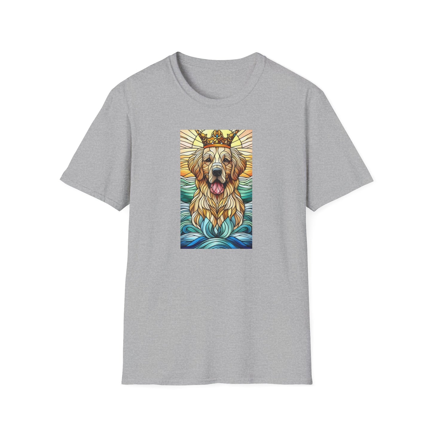 Golden Retriever Animal Stained Glass Design Unisex Softstyle T-Shirt