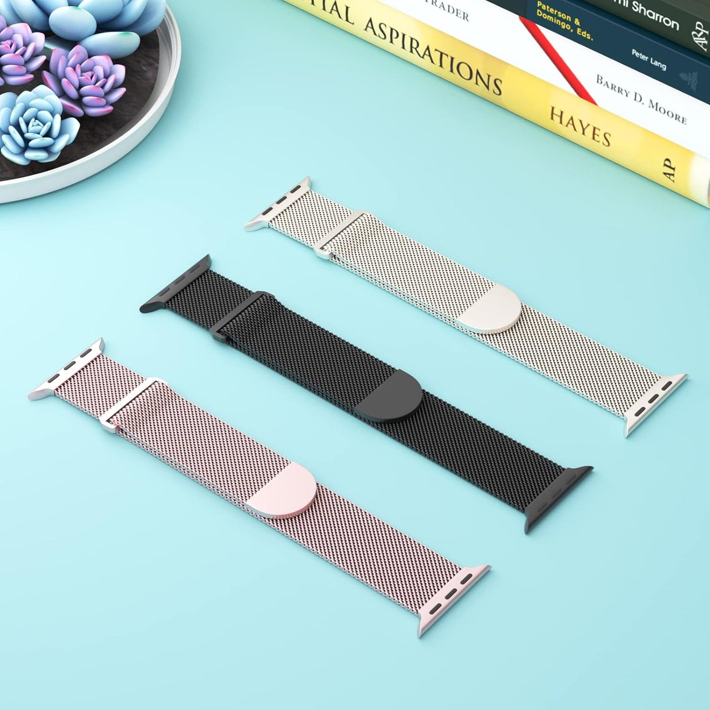 3 Pack Mesh Metal Bands Compatible with Apple Watch Band 38Mm 40Mm 41Mm 42Mm 44Mm 45Mm 49Mm, Stainless Steel Magnetic Loop Strap for Iwatch Ultra/2 Series 9/8/SE/7/6/5/4/3/2/1 Men Women