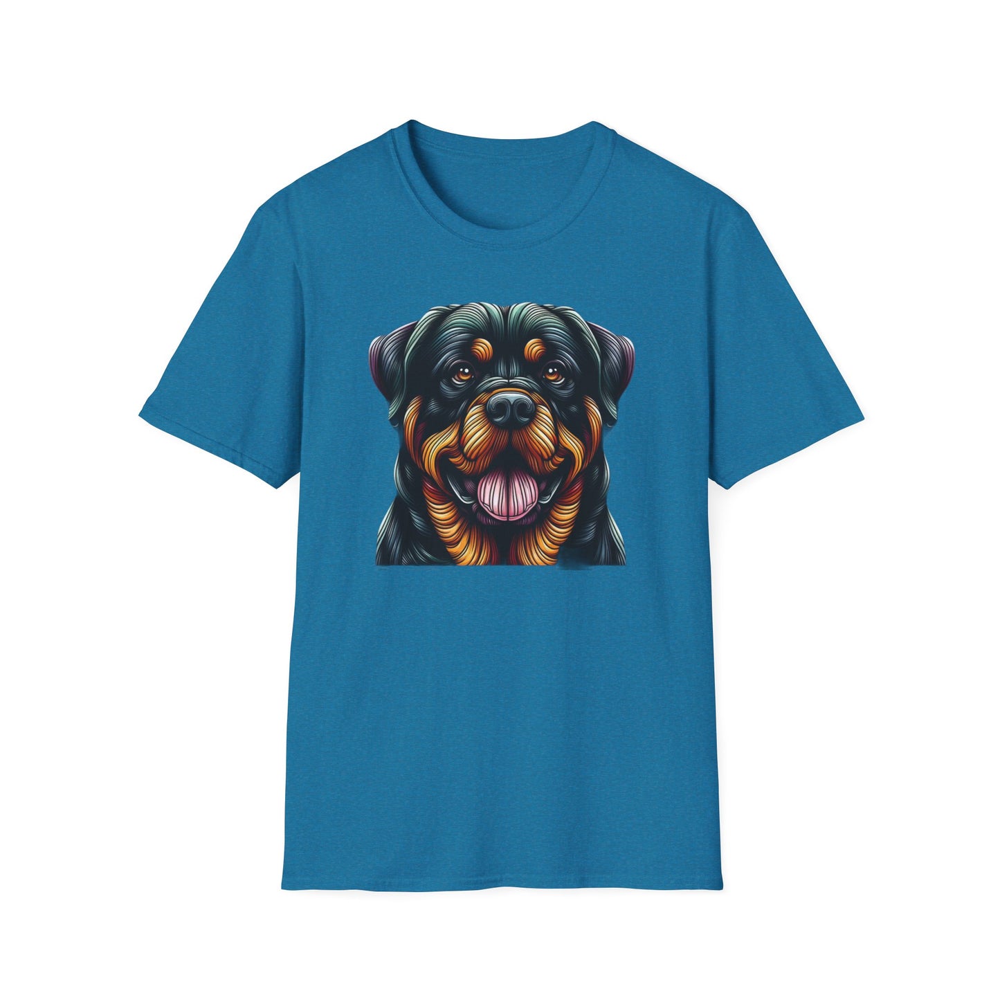 Rottweiler Animal Stained Glass Design Unisex Softstyle T-Shirt