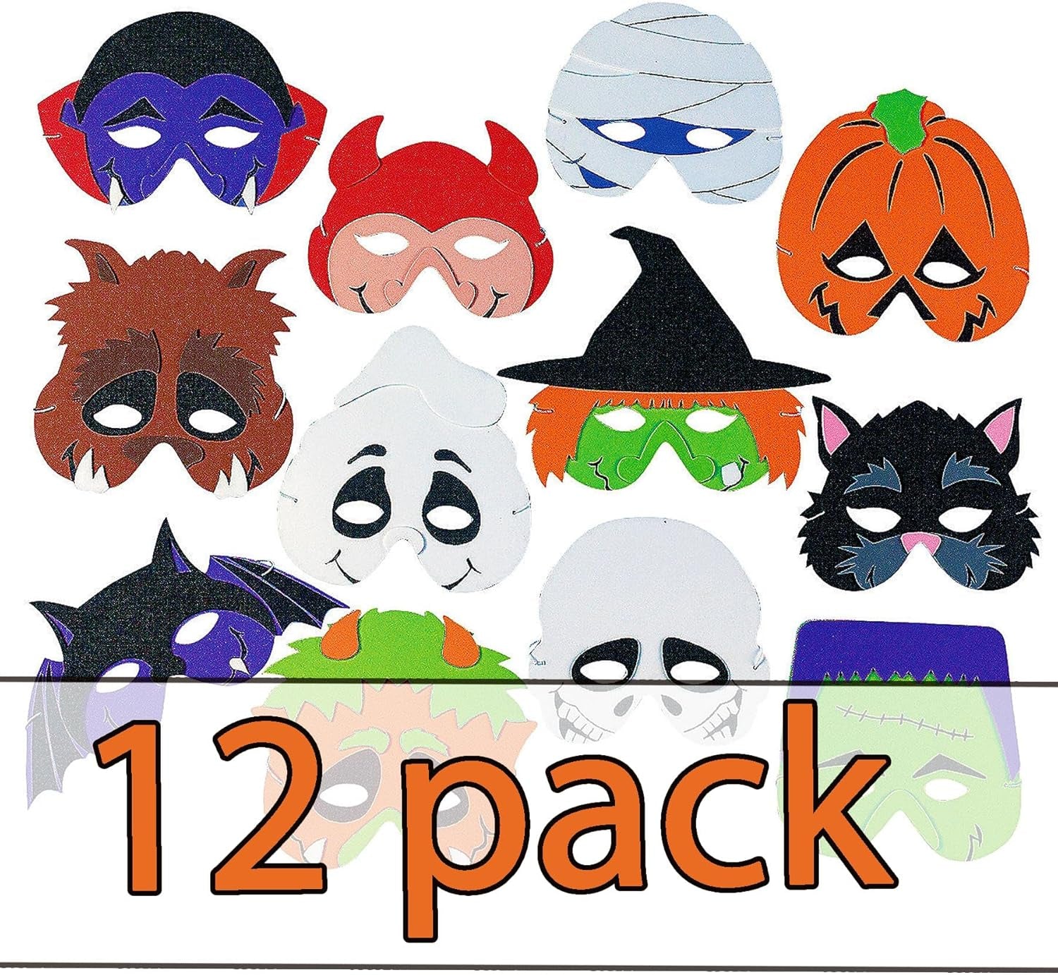Halloween Monster Masks Foam for Kids Halloween Party Favors 12 Foam Masks Halloween Kids Masks for Halloween Party Supplies Kids Halloween Costume Accessories 12 Spooky Designs Halloween Faces
