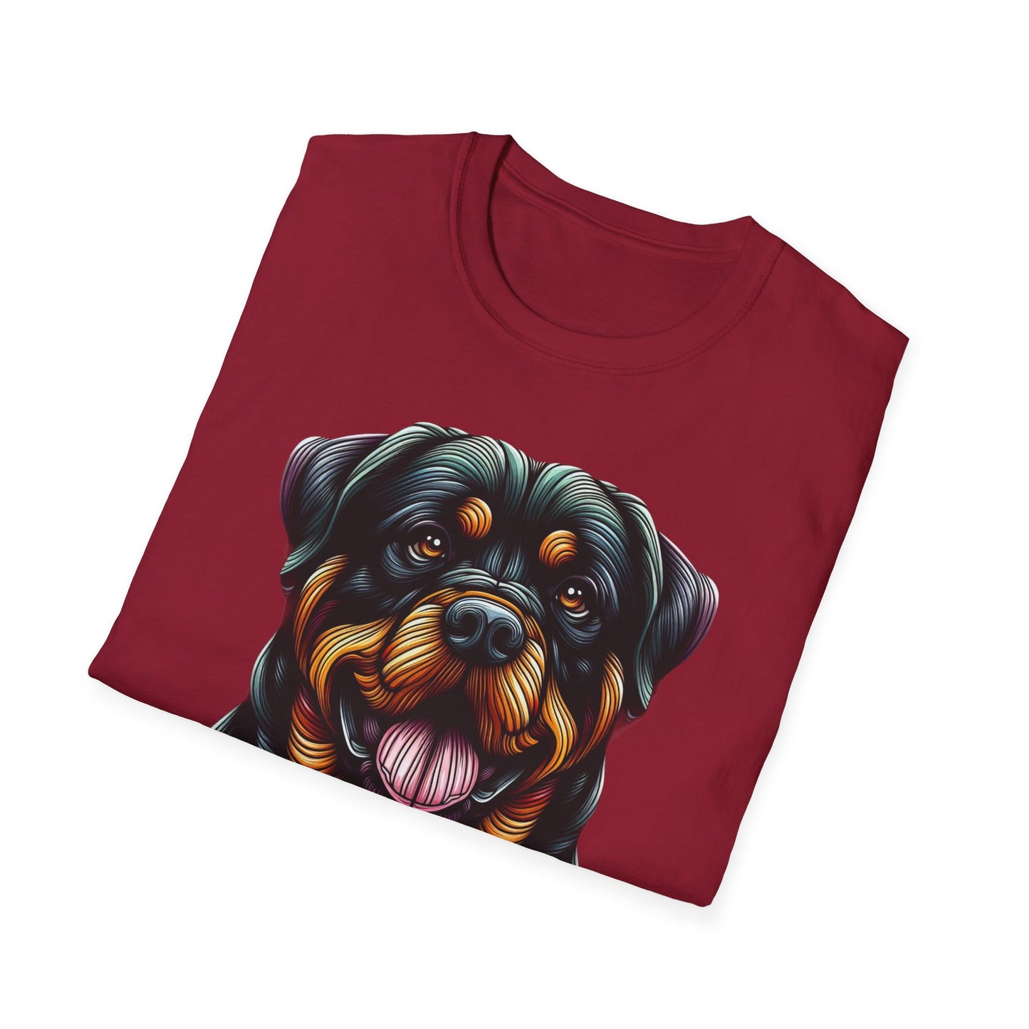 Rottweiler Animal Stained Glass Design Unisex Softstyle T-Shirt