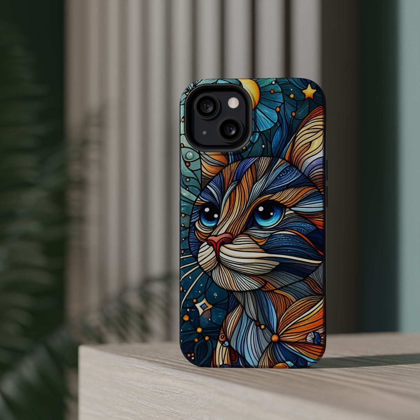 Cat-Stained Glass Magnetic Tough Cases