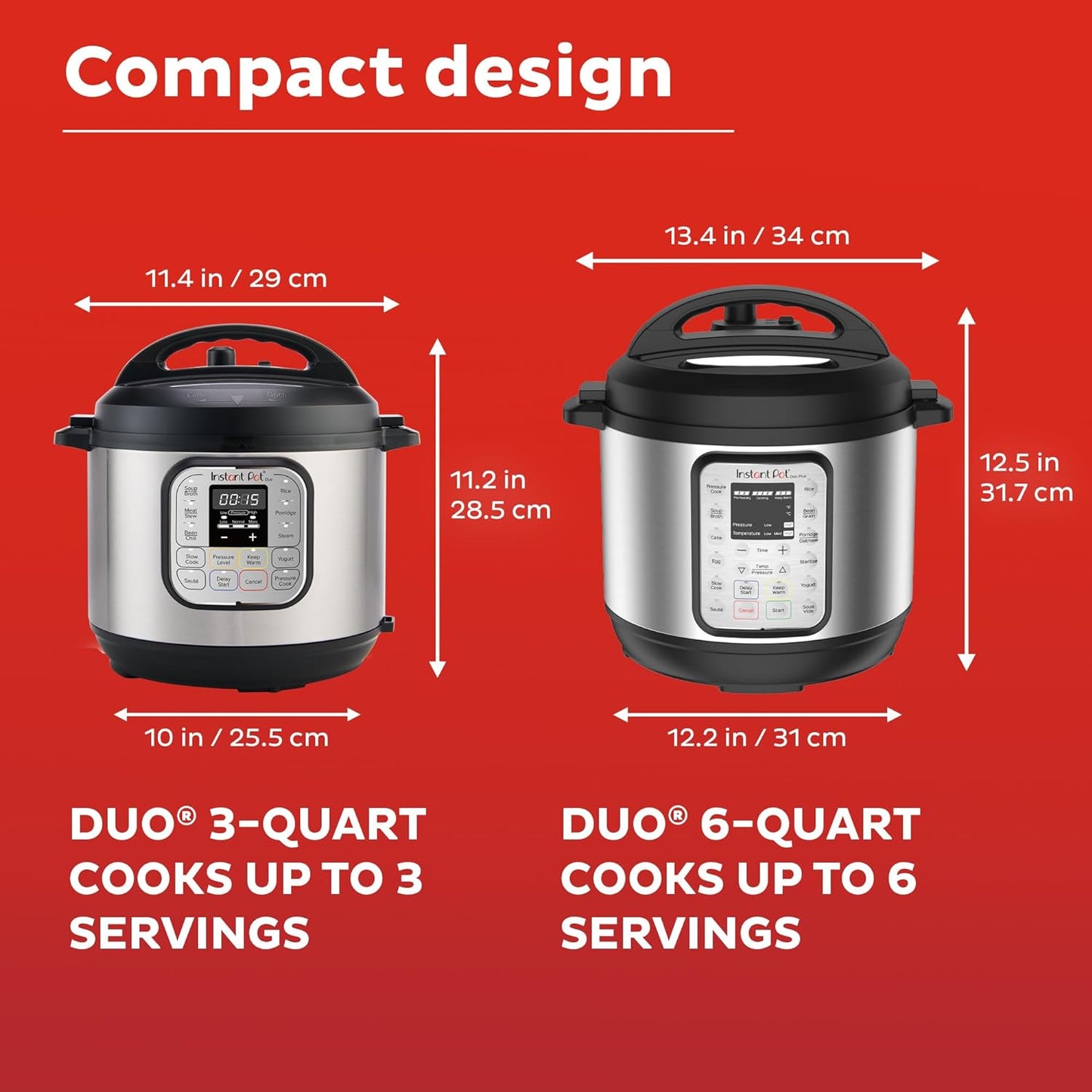 Duo 7-In-1 Mini Electric Pressure Cooker, Slow Rice Cooker, Steamer, Sauté, Yogurt Maker, Warmer & Sterilizer, Includes Free App with over 1900 Recipes, Stainless Steel, 3 Quart