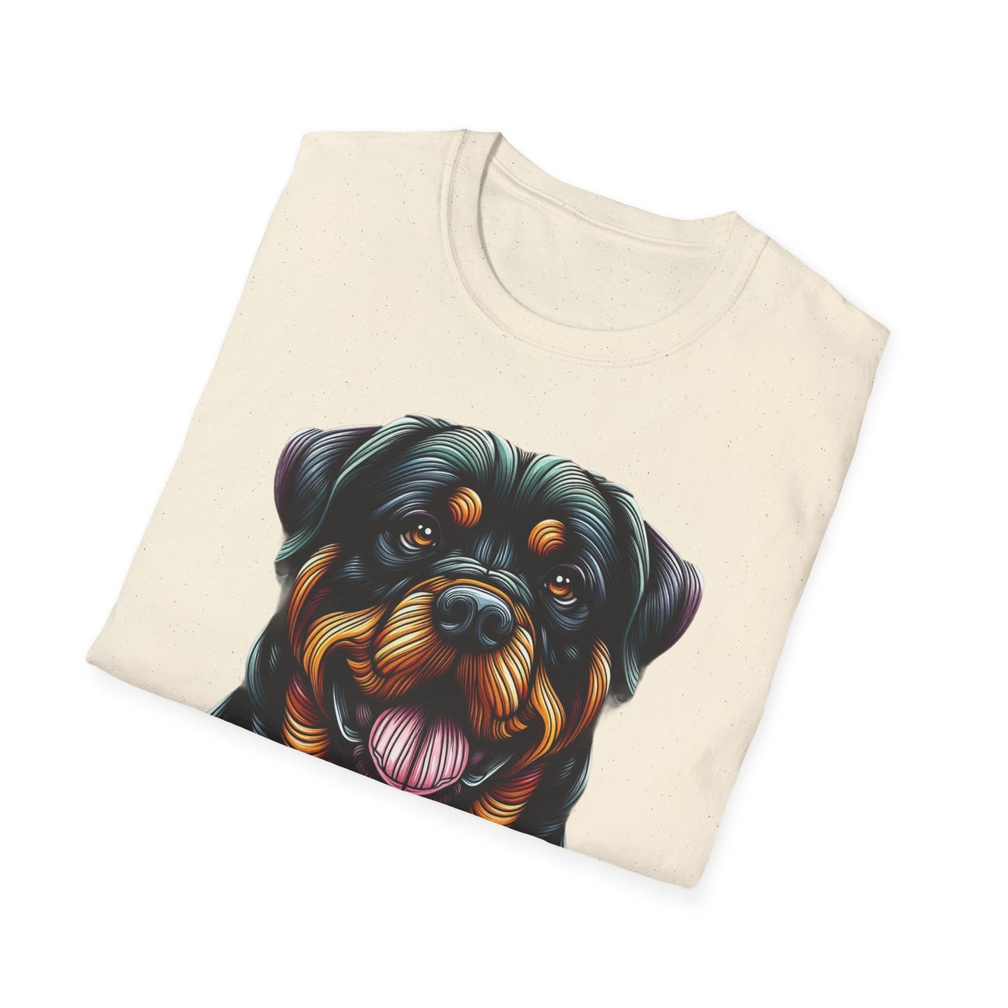 Rottweiler Animal Stained Glass Design Unisex Softstyle T-Shirt