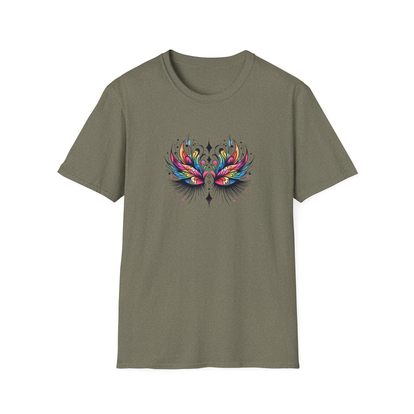 Colorful Boho LASHES Peacock Unisex Softstyle T-Shirt