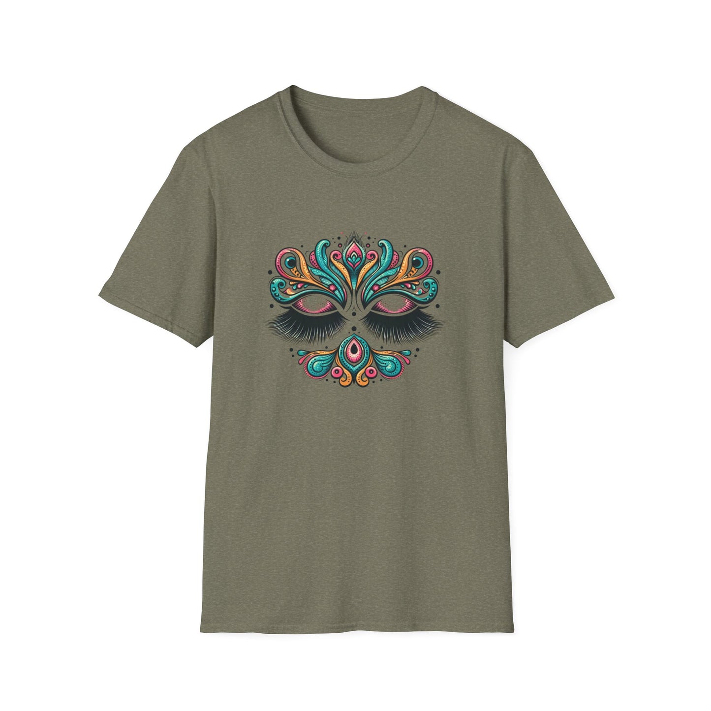 Colorful Mandala Unisex Softstyle T-Shirt – Bohemian LASHES Vibe for Art Lovers