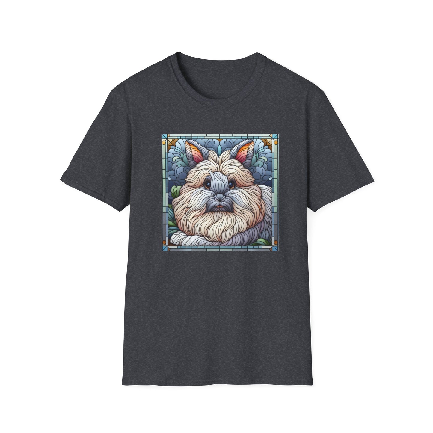 Angora Rabbit Animal Stained Glass Design Unisex Softstyle T-Shirt