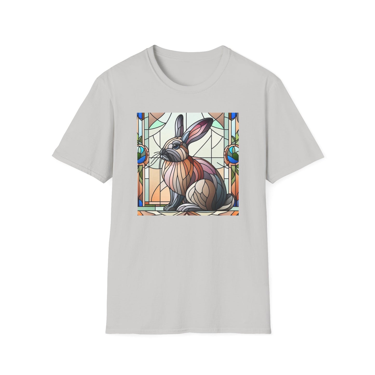 Flemish Giant Rabbit Animal Stained Glass Design Unisex Softstyle T-Shirt